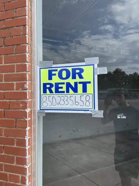 For rent sign in the window